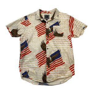 CR-24 Bordo Cromato Liberty Shirt Mens M Medium USA Flag Short Sleeve Button Up